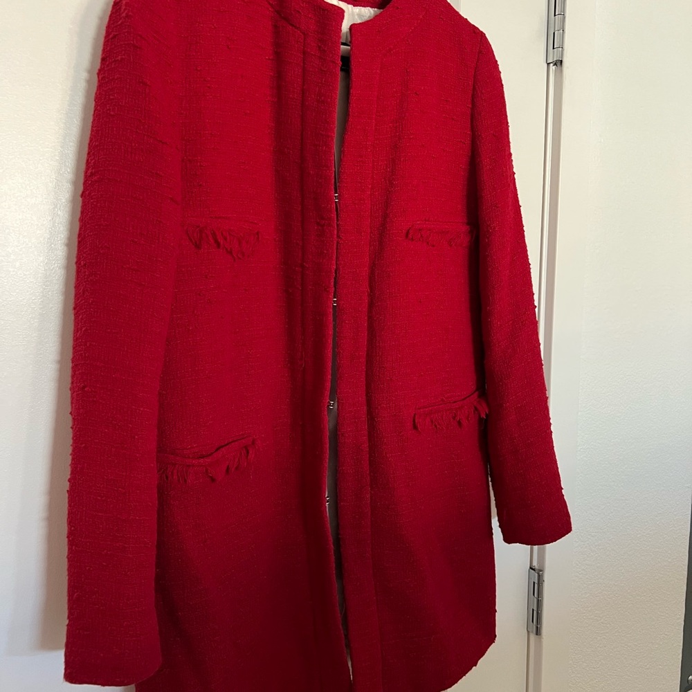 Zara Red Textured Blazer - Picture 4 of 5